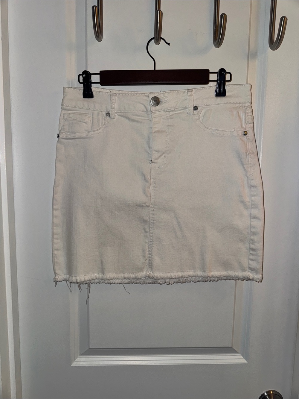 White Denim Mini Skirt